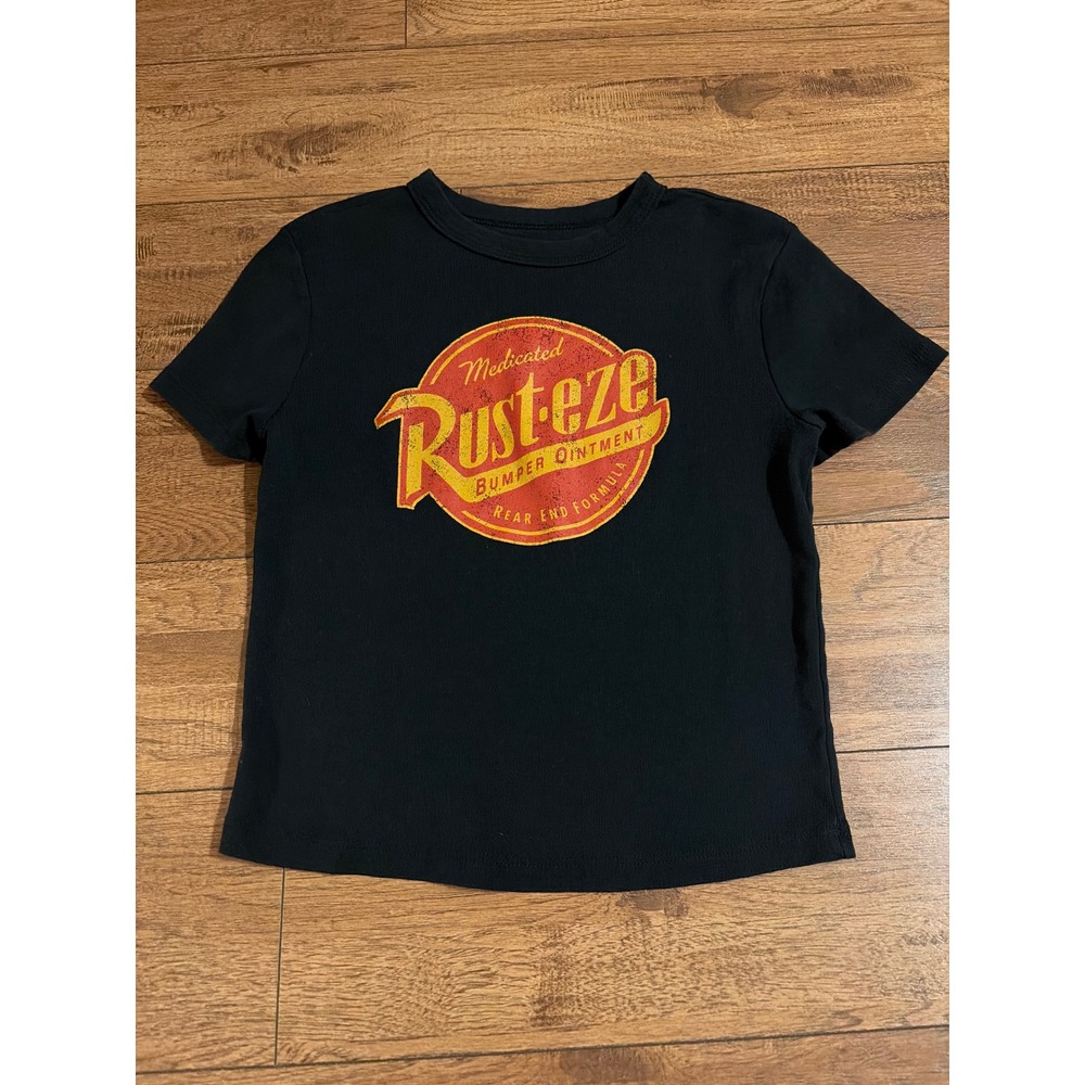 Disney Pixar Rust-eze Graphic T-Shirt Cars Lightning McQueen Kids Medium Black